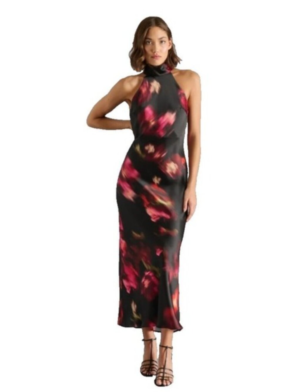Steve Madden Lara Satin Maxi Dress XS Black NWT